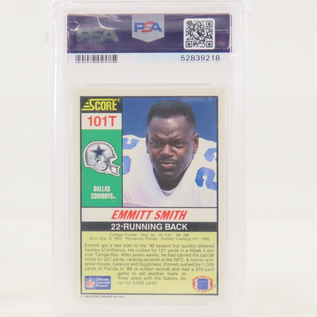 3 1990 Score Emmitt Smith Supplemental #101T PSA 8 - 7