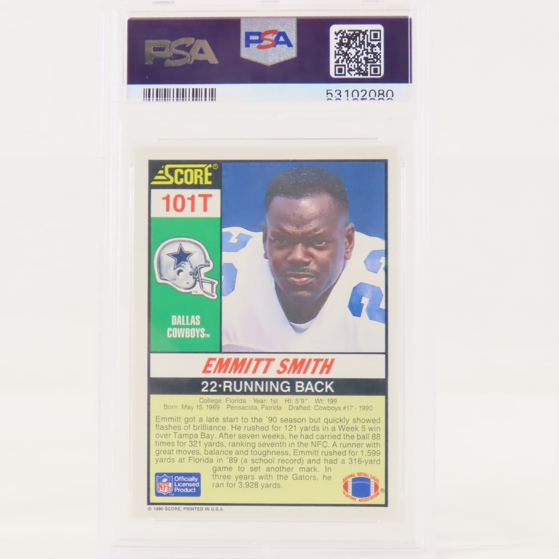 3 1990 Score Emmitt Smith Supplemental #101T PSA - 3