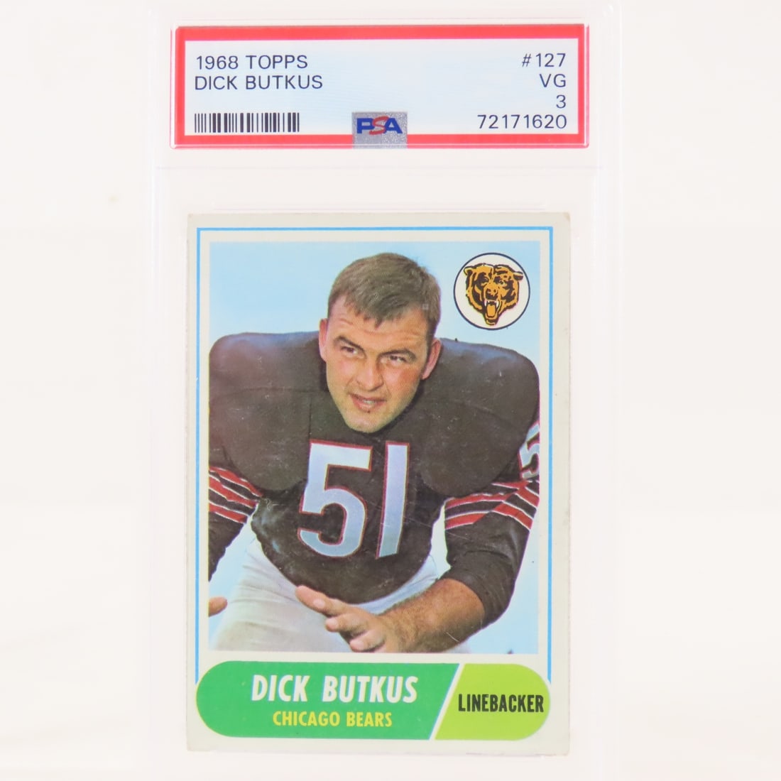 7 Dick Butkus Football Cards 1966-1974, 1968 PSA 3 - 2
