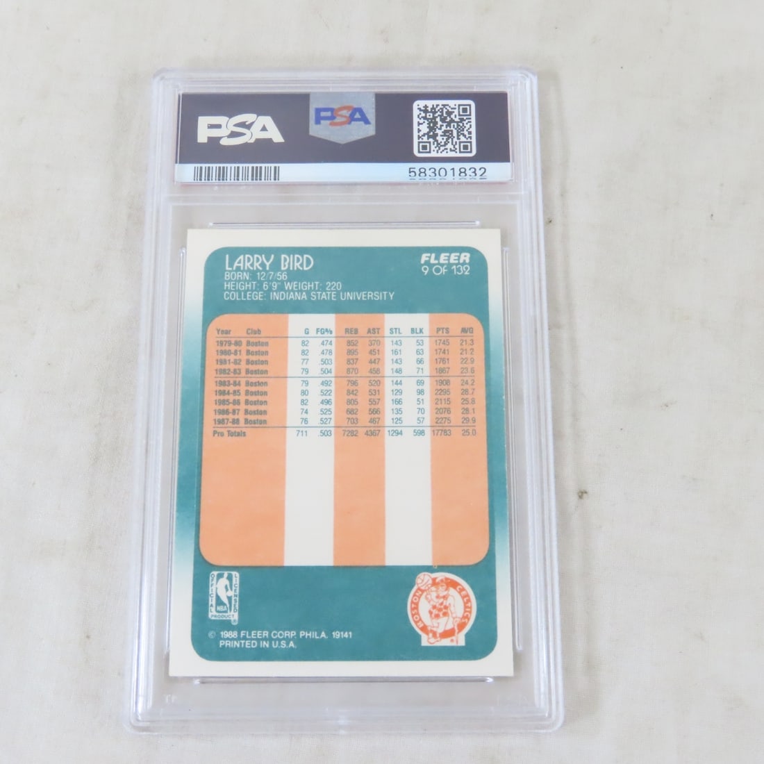 1988 Fleer Larry Bird #9 PSA 8 NM-MT - 2