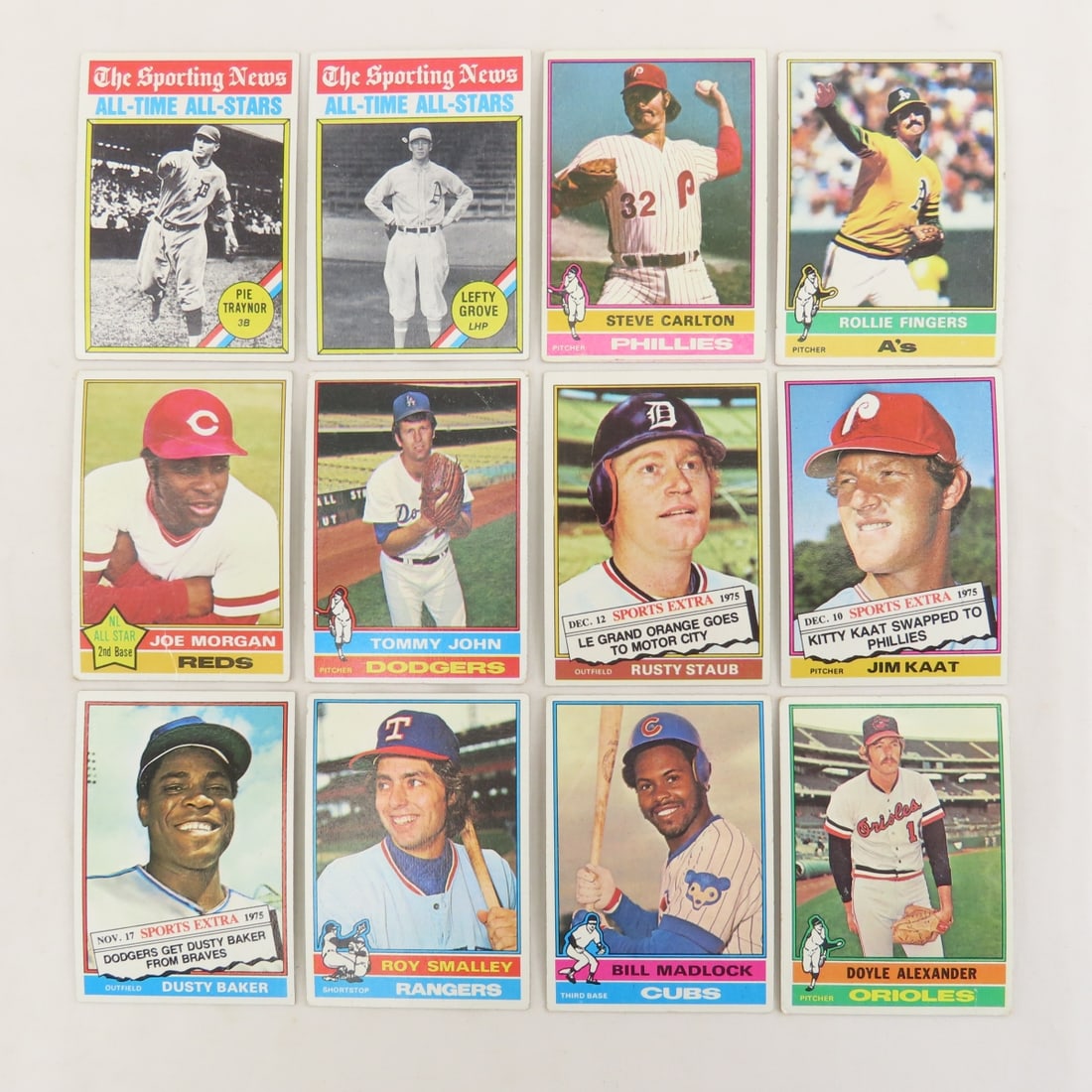 90+ 1976Topps Baseball Cards- Carlton, Smalley - 2