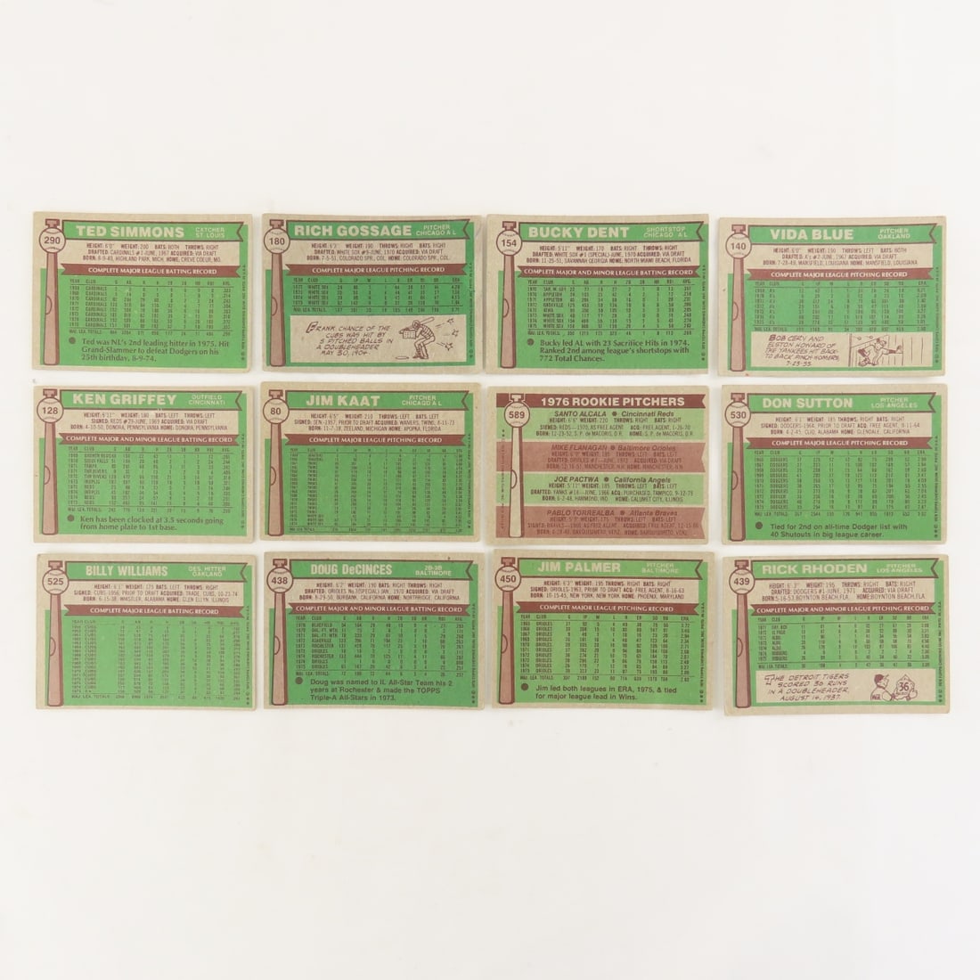 90+ 1976Topps Baseball Cards- Carlton, Smalley - 7