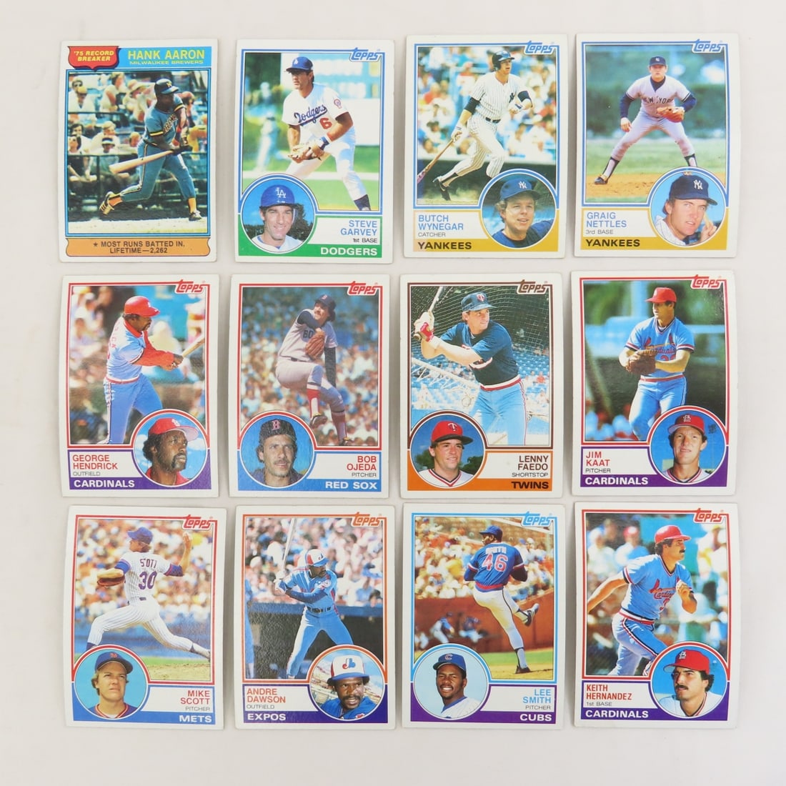 90+ 1983 Topps Baseball Cards- Garvey, Nettes - 2