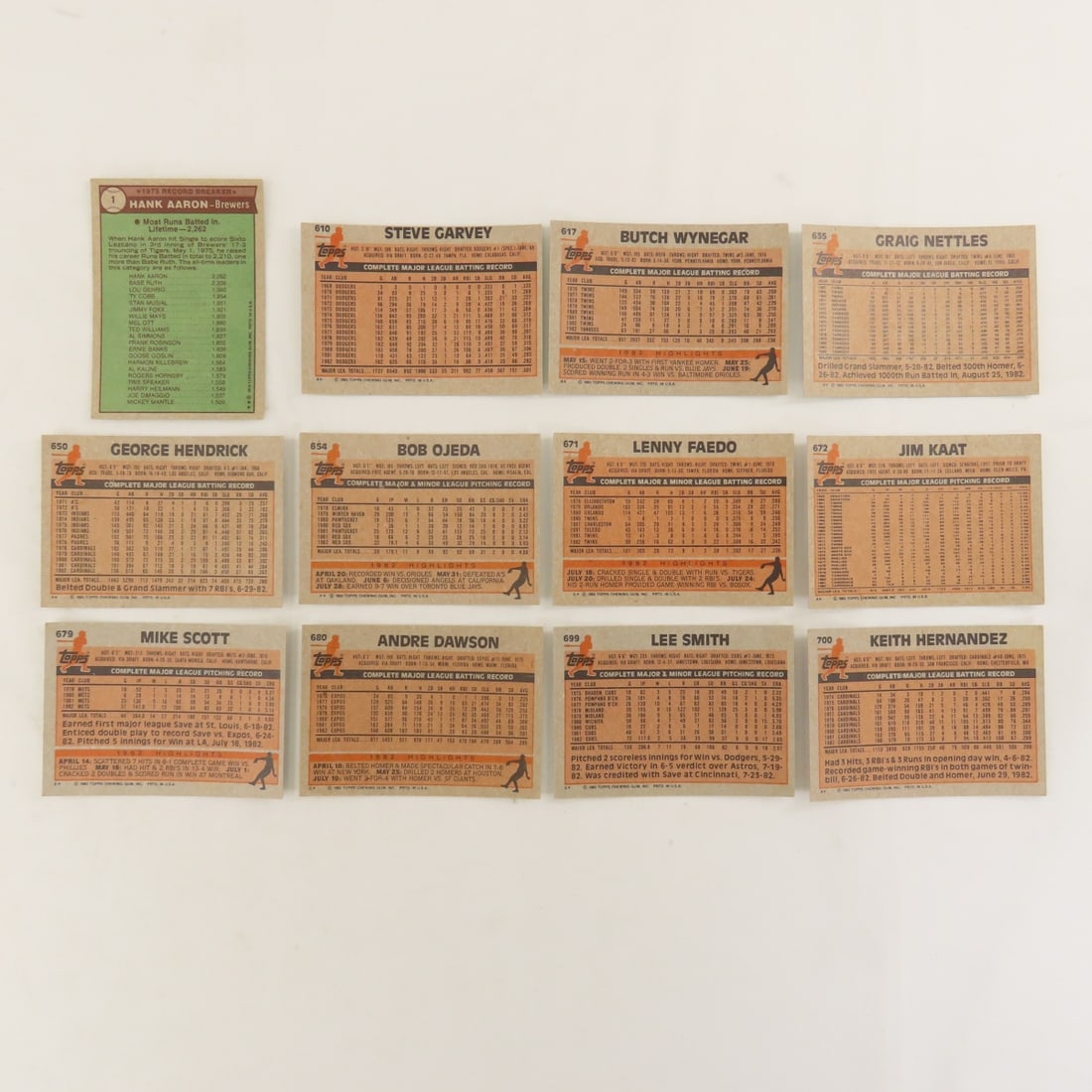 90+ 1983 Topps Baseball Cards- Garvey, Nettes - 3