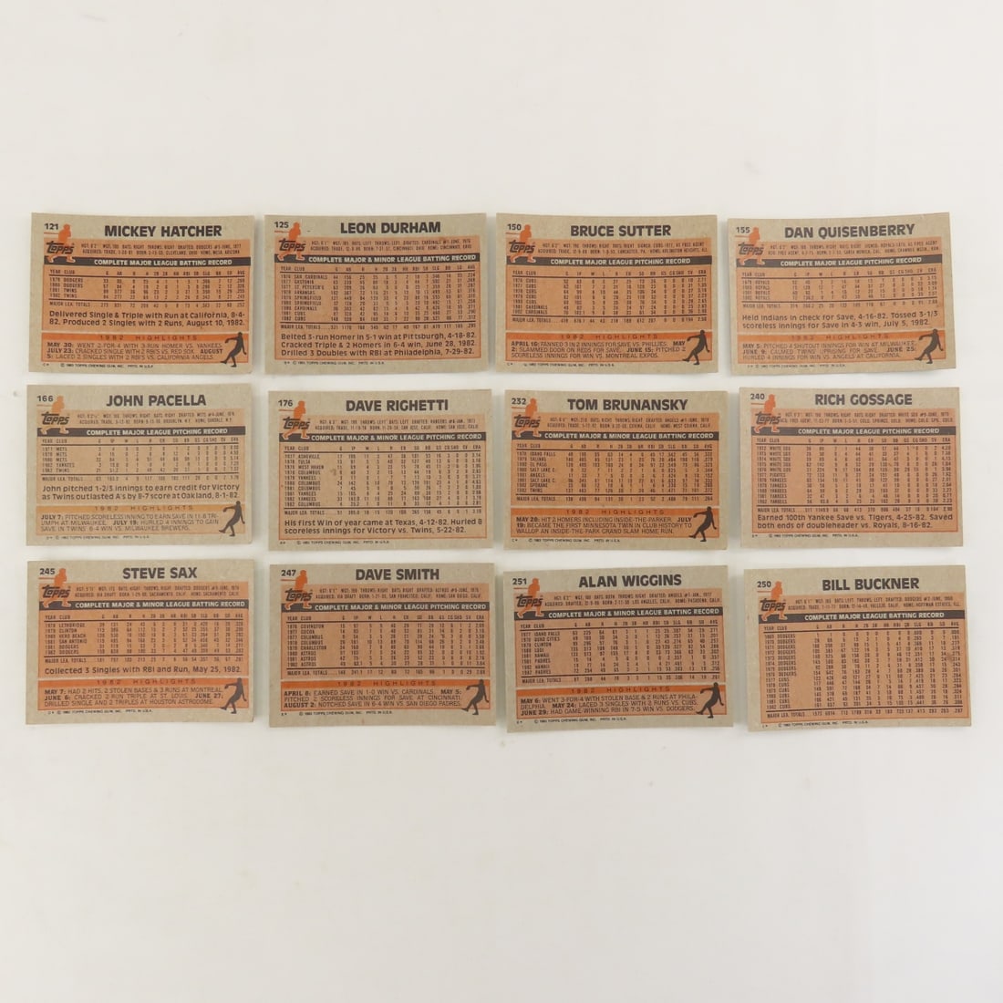 90+ 1983 Topps Baseball Cards- Garvey, Nettes - 7