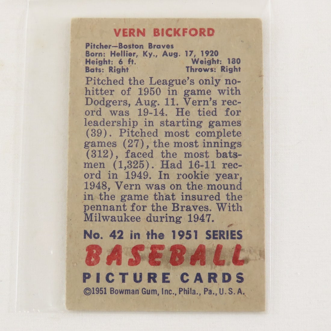 10 Sharp 1951 Crease Free Bowman Baseball Cards - 13