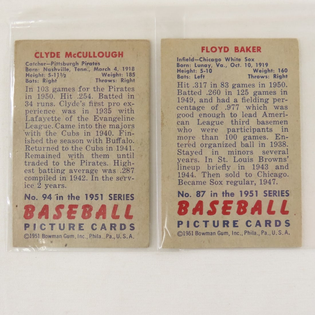 10 Sharp 1951 Crease Free Bowman Baseball Cards - 17