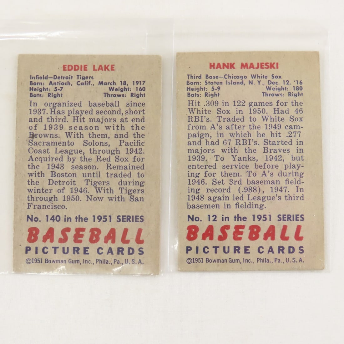10 Sharp 1951 Crease Free Bowman Baseball Cards - 19