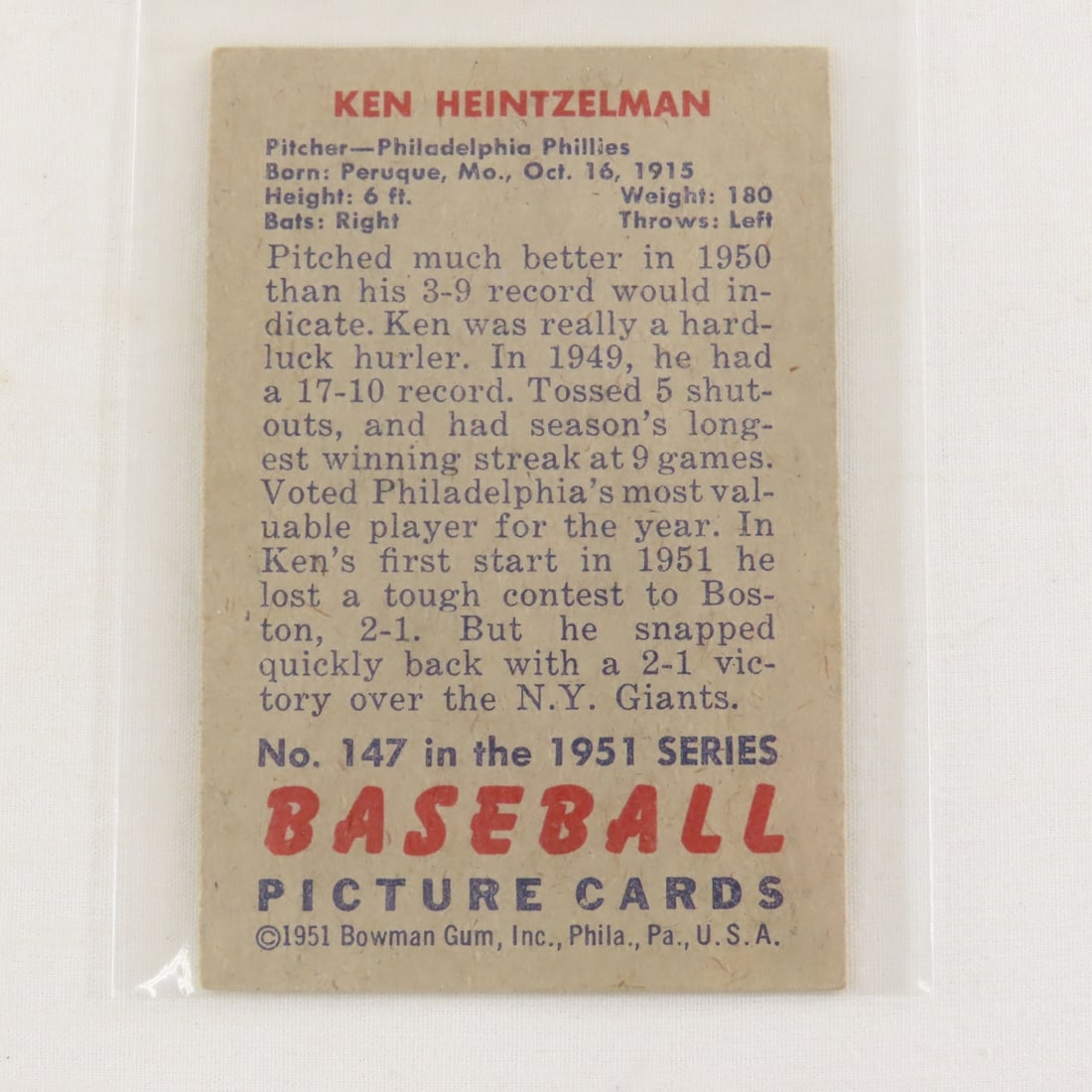 10 Sharp 1951 Crease Free Bowman Baseball Cards - 5