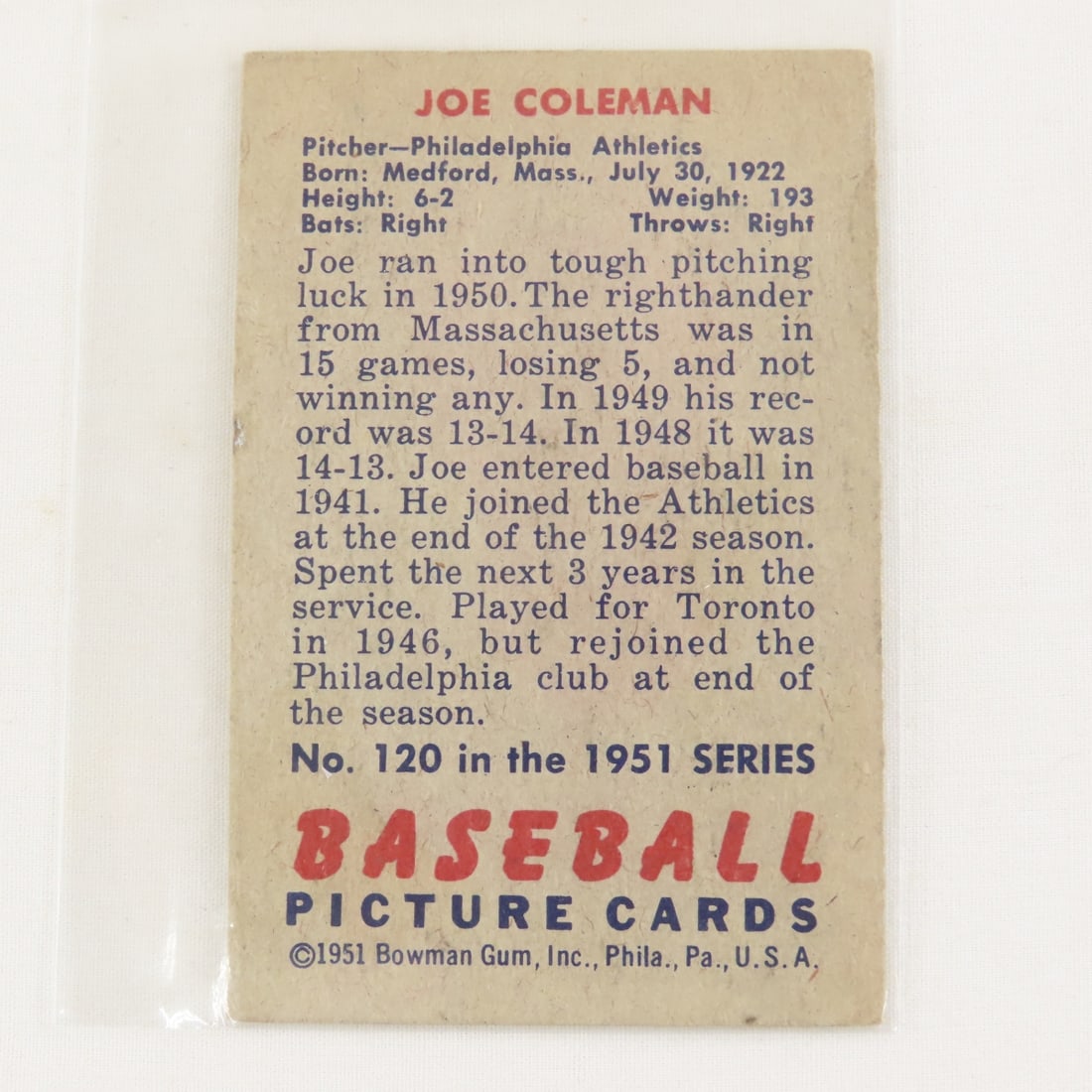 10 Sharp 1951 Crease Free Bowman Baseball Cards - 7