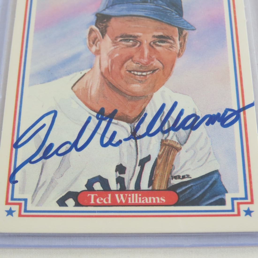 Ted Williams Autographed 1987 Leaf HOF Card - 3