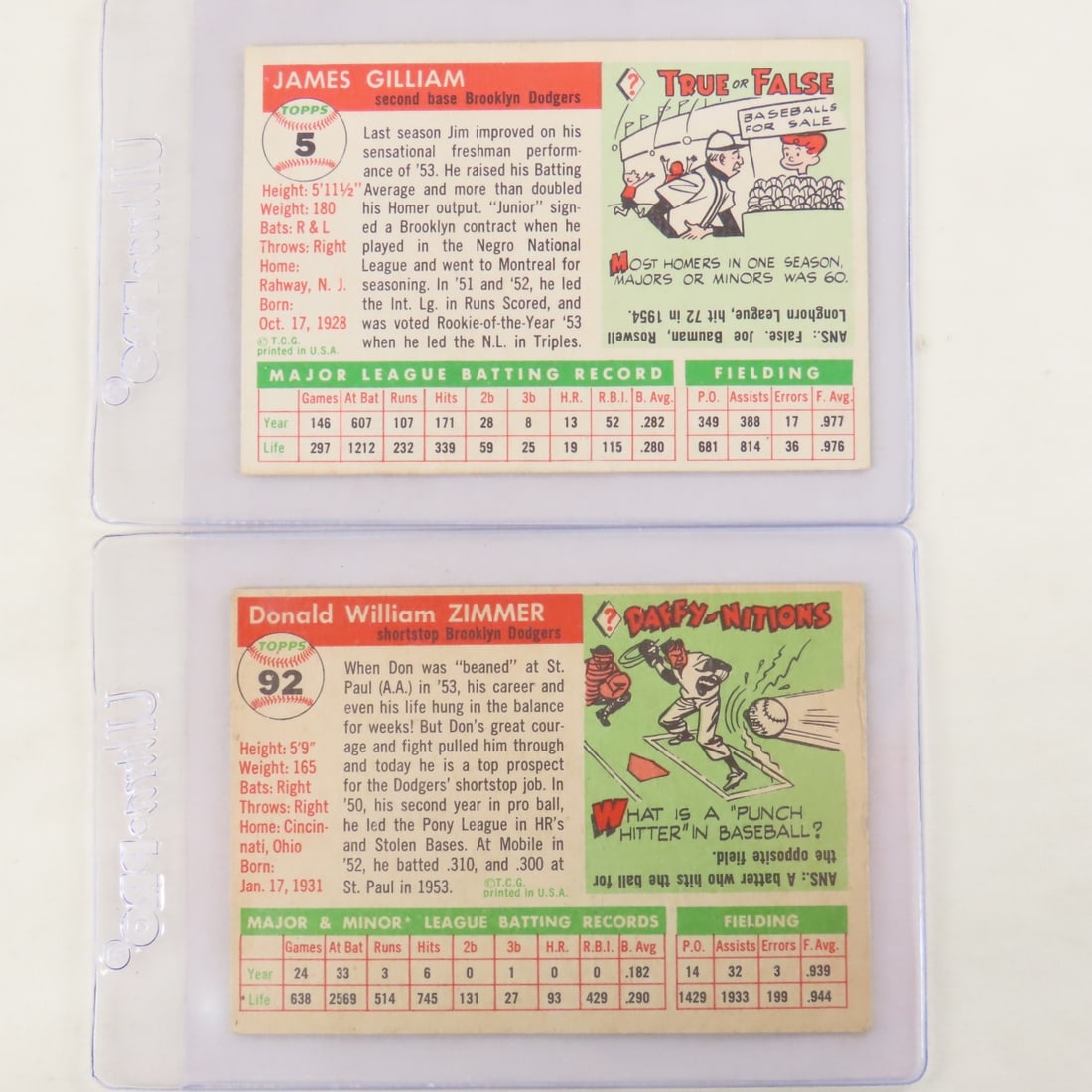 10 1955 Topps Baseball Cards- Dodgers, Yankees - 3