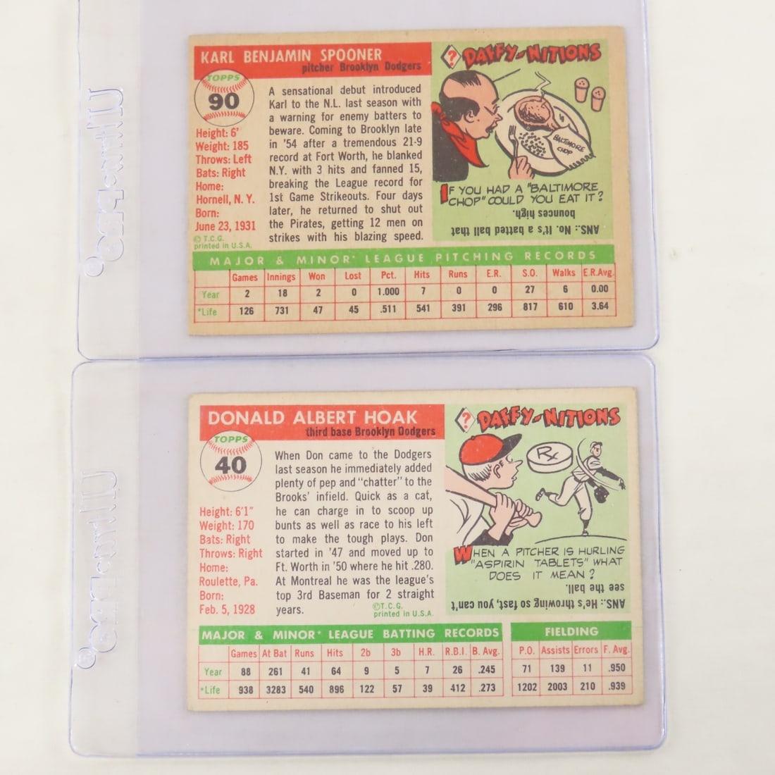 10 1955 Topps Baseball Cards- Dodgers, Yankees - 5