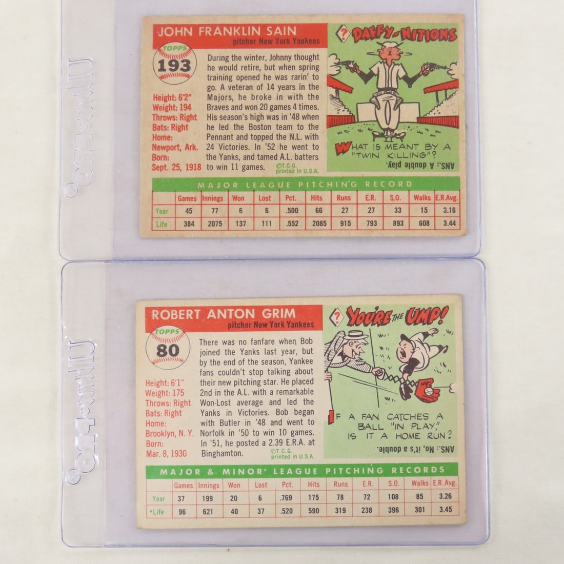 10 1955 Topps Baseball Cards- Dodgers, Yankees - 9