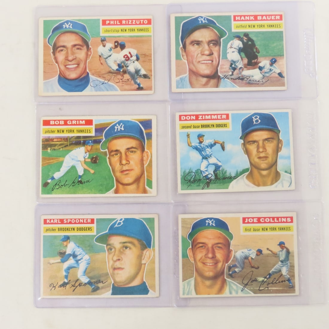 6 1956 Topps Yankees Cards- Phil Rizutto- sharp: 6 1956 Topps Yankees Cards- Phil Rizutto- sharp - Bauer, Grim, Zimmer, Spooner & Collins. LOT SIZE: 6x4x1" .5 LBS All information and photos, which are part of the description, are intended to be as