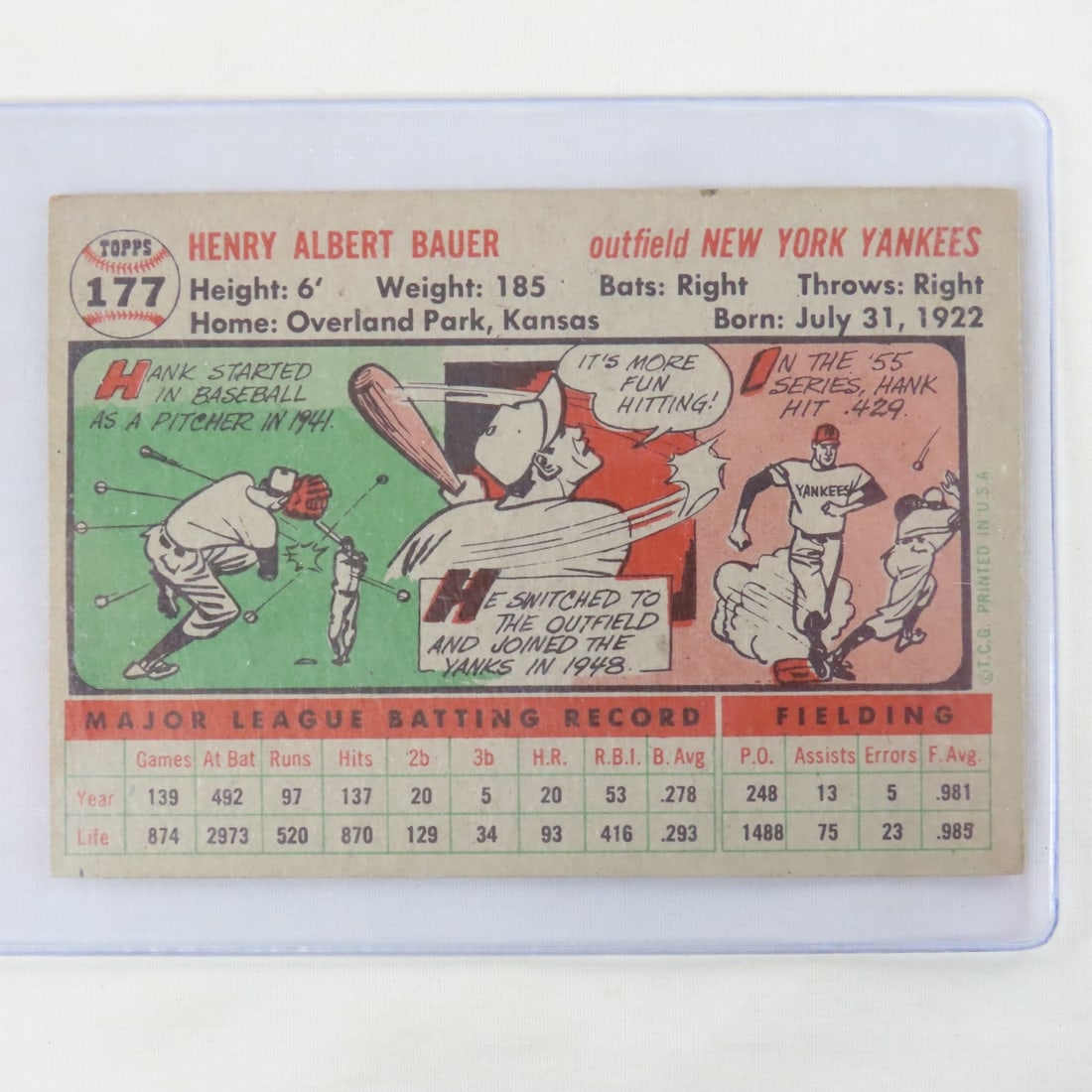 6 1956 Topps Yankees Cards- Phil Rizutto- sharp - 7