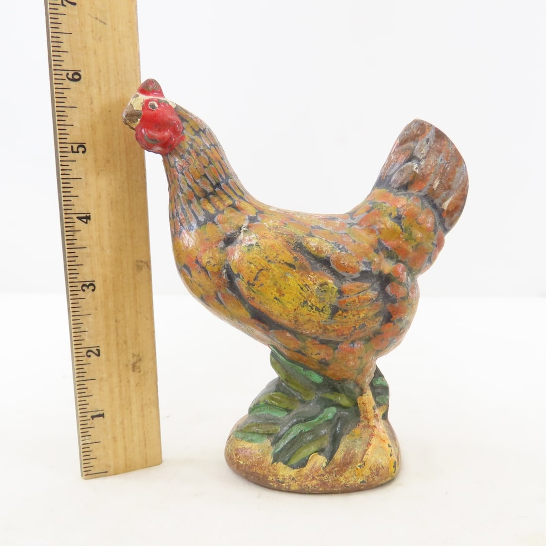 Antique Cast Iron Painted Chicken/Hen Coin Bank - 10
