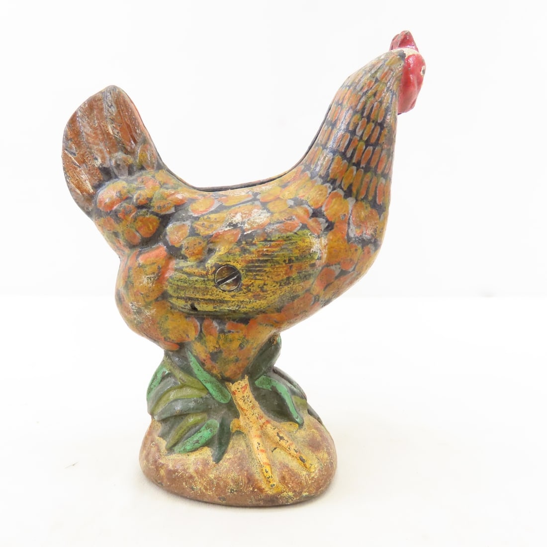 Antique Cast Iron Painted Chicken/Hen Coin Bank - 3