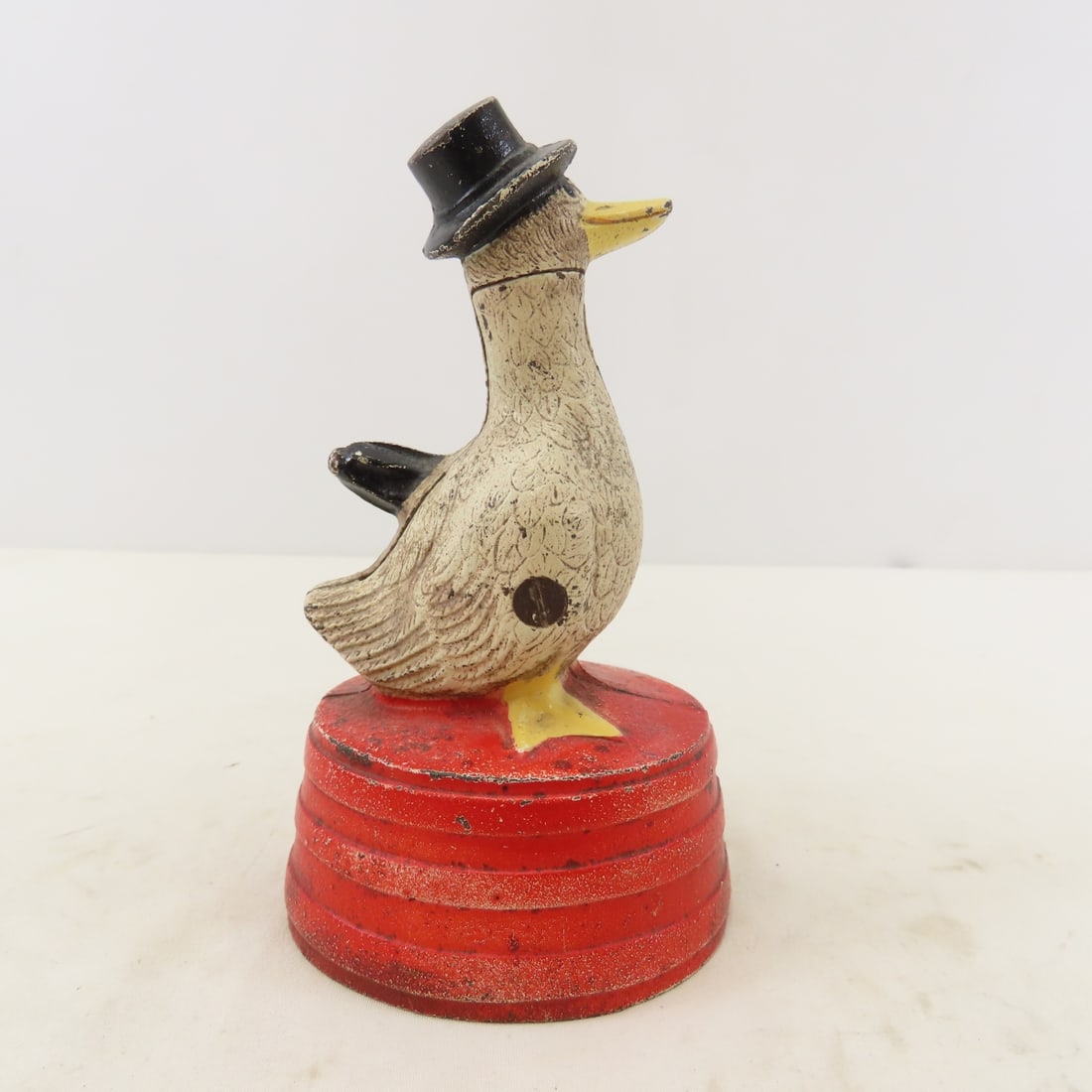 Antique Hubley Cast Iron "Rainy Day" Duck Bank - 3