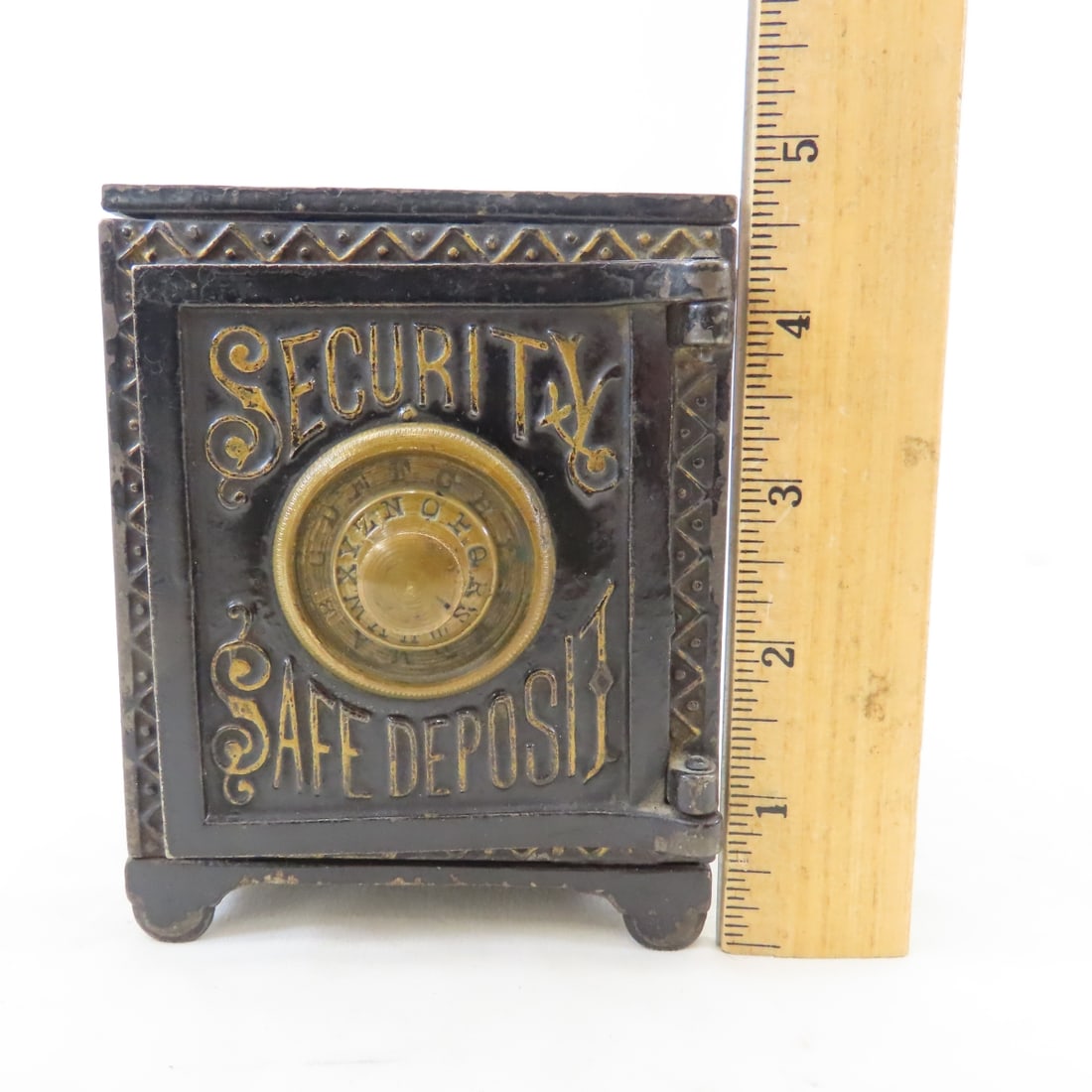 Antique Metal Combination Safe Deposit Coin Bank - 11