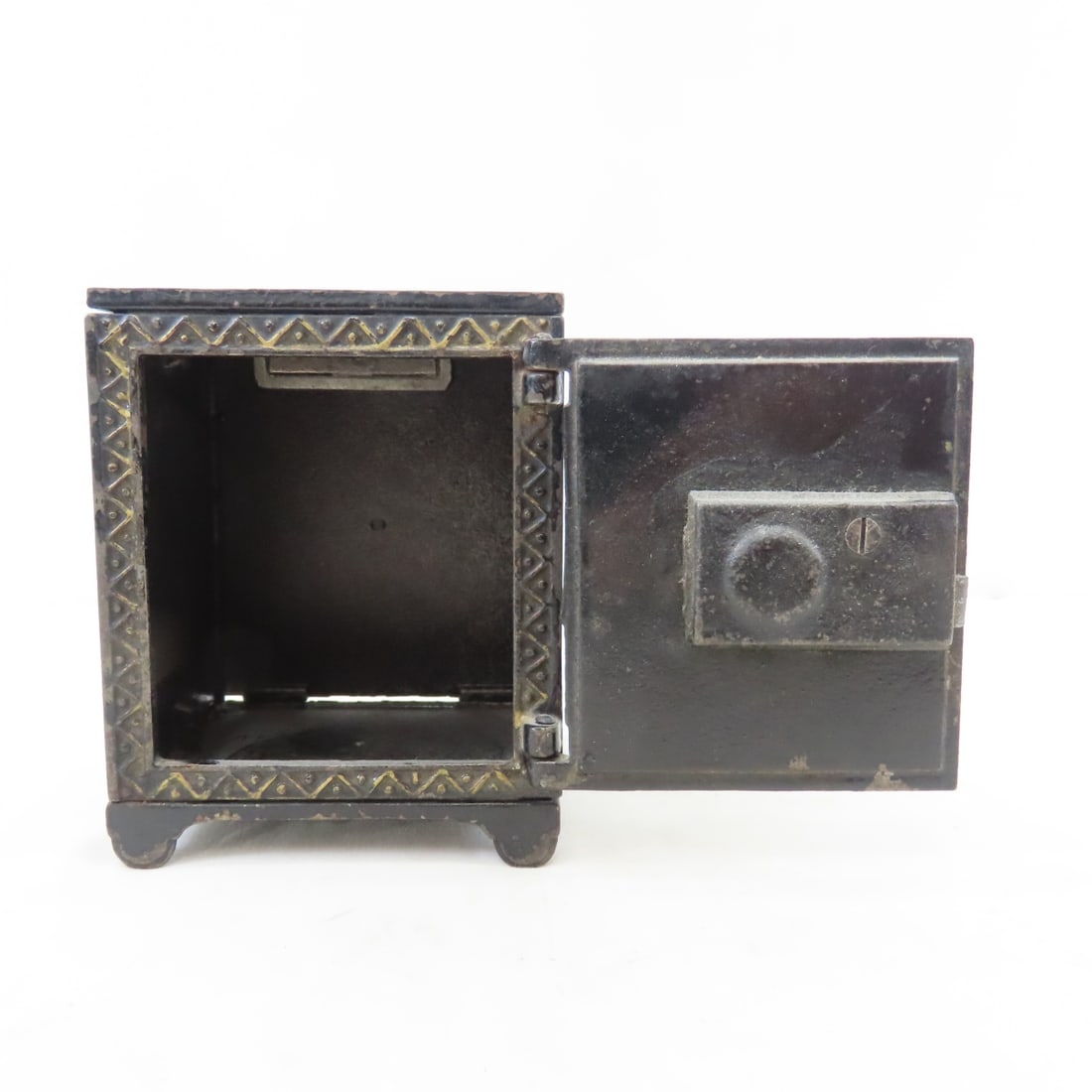 Antique Metal Combination Safe Deposit Coin Bank - 9