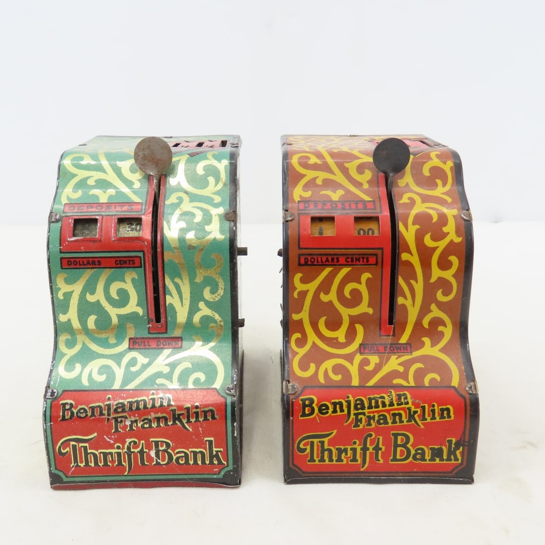 5 Vintage Metal Cash Register Coin Banks, MARX - 12