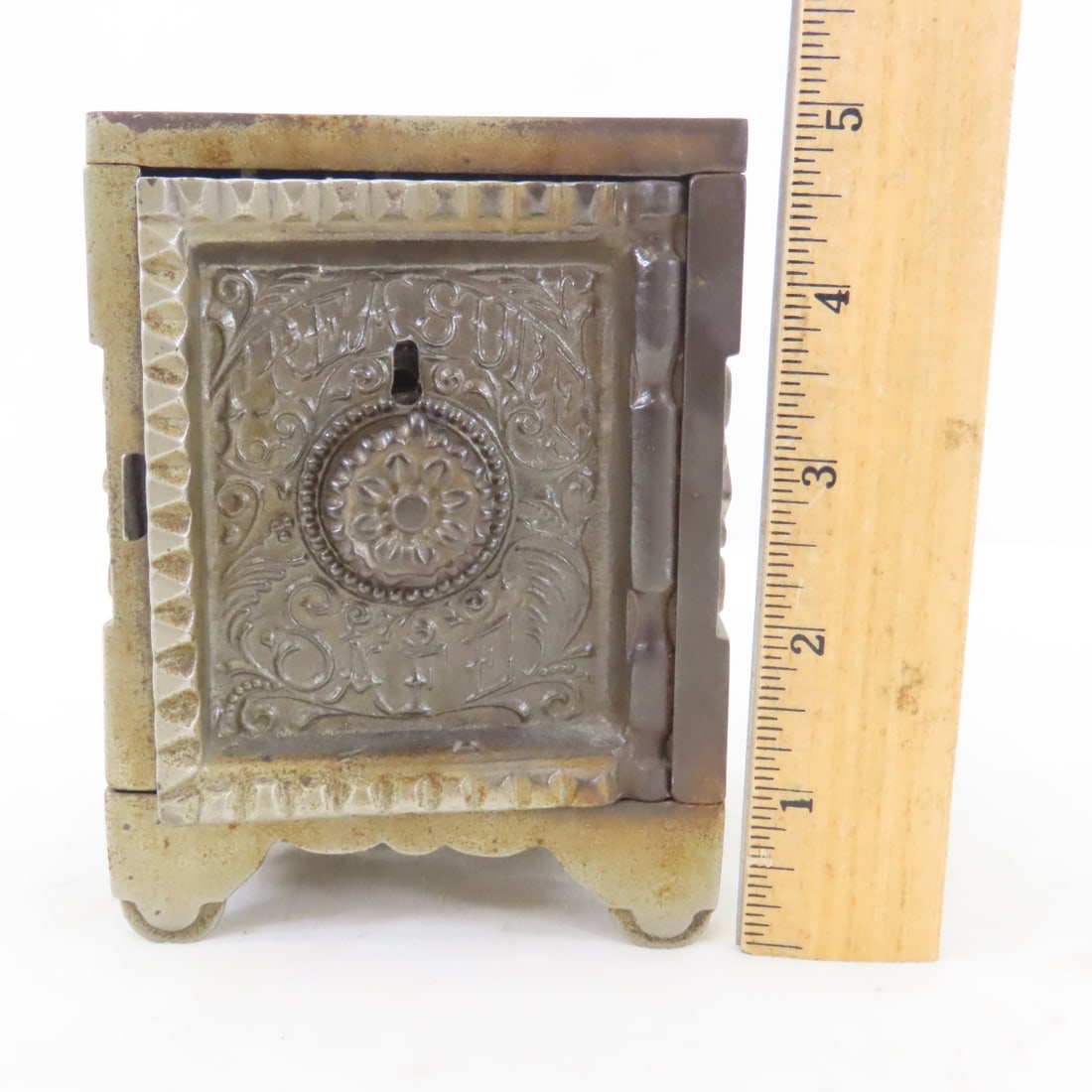 Antique Metal J&E Combination Safe Coin Bank - 11