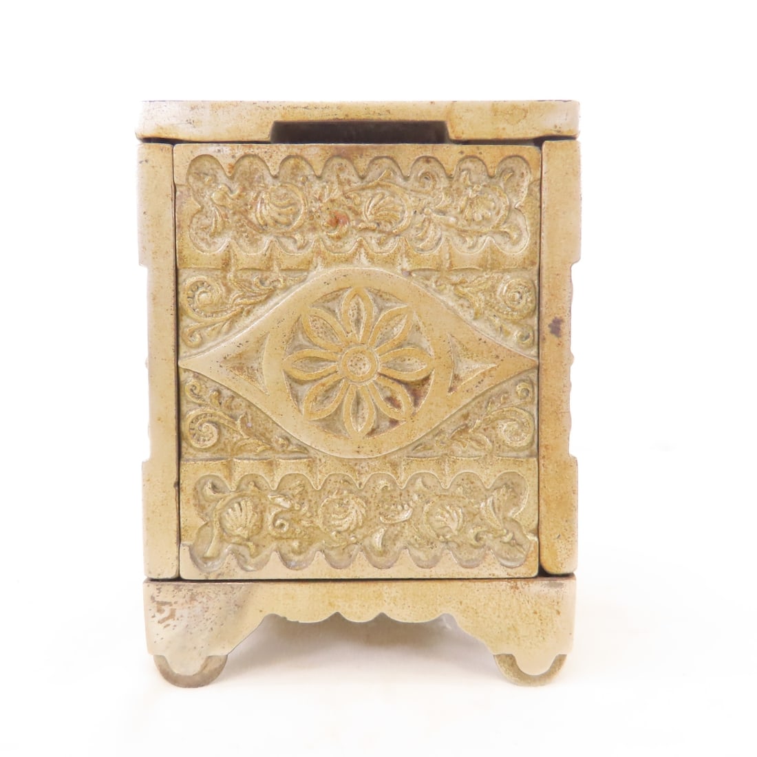 Antique Metal J&E Combination Safe Coin Bank - 3