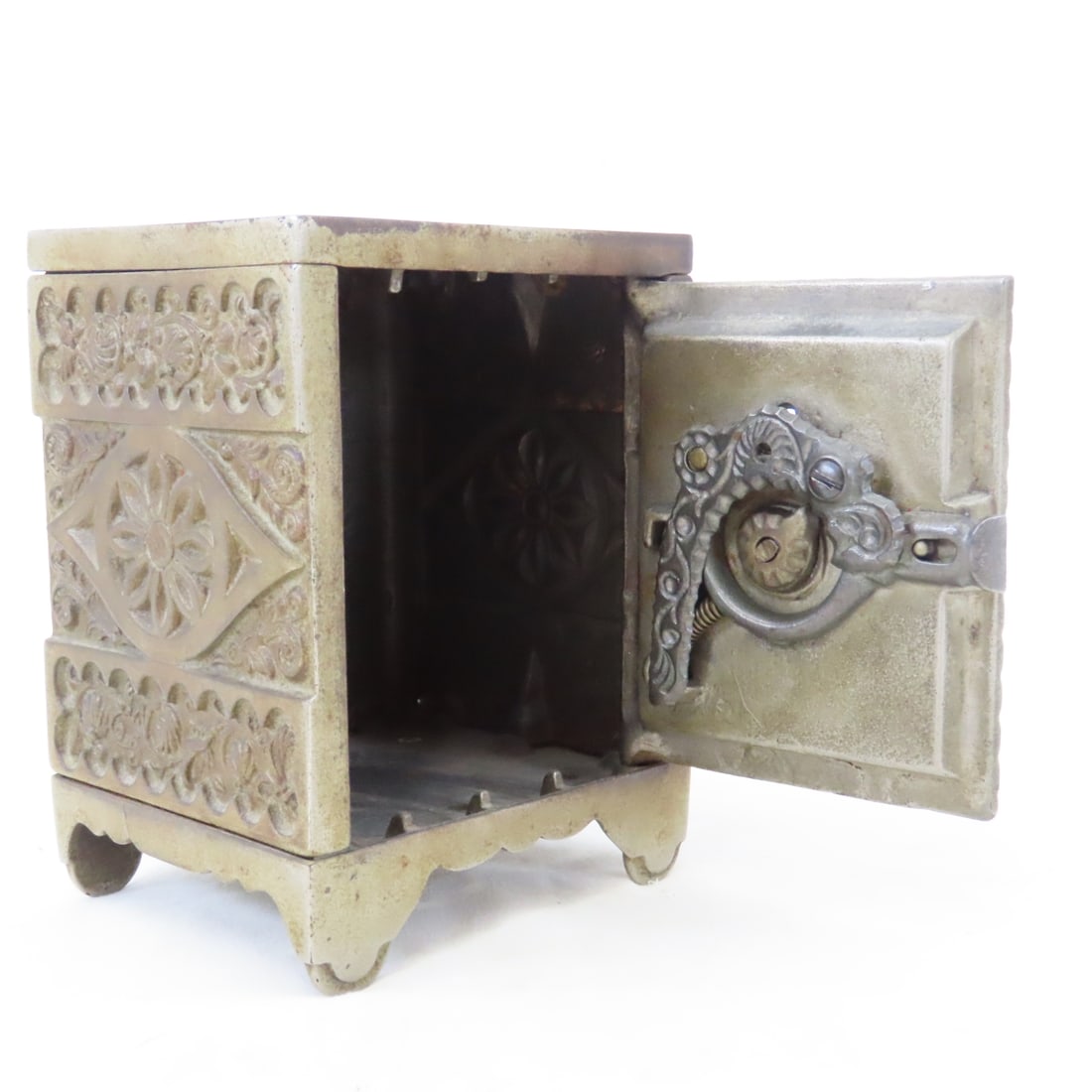 Antique Metal J&E Combination Safe Coin Bank - 9