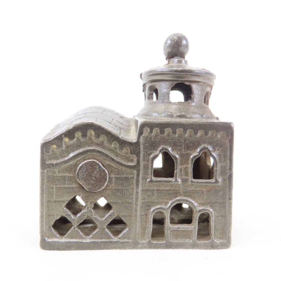 5 Antique Cast Iron House & Buildings Coin Banks - 10