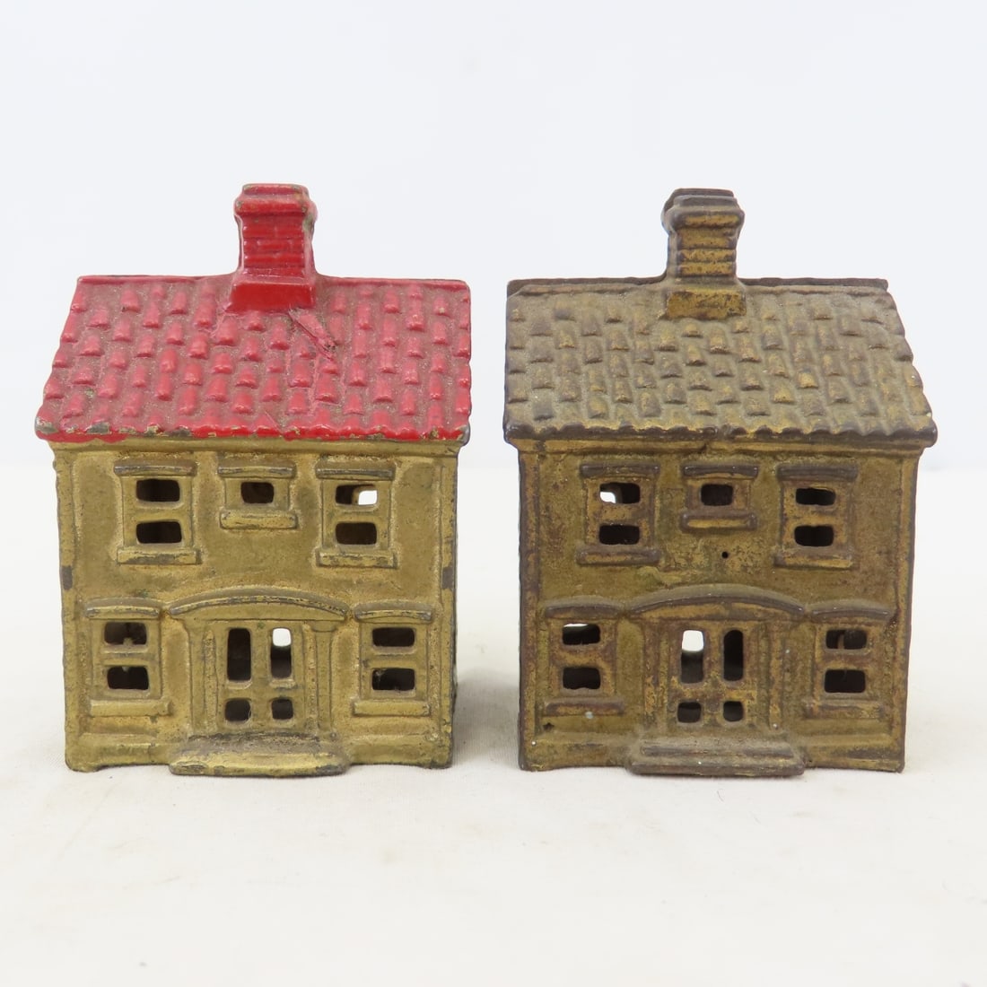 5 Antique Cast Iron House & Buildings Coin Banks - 16