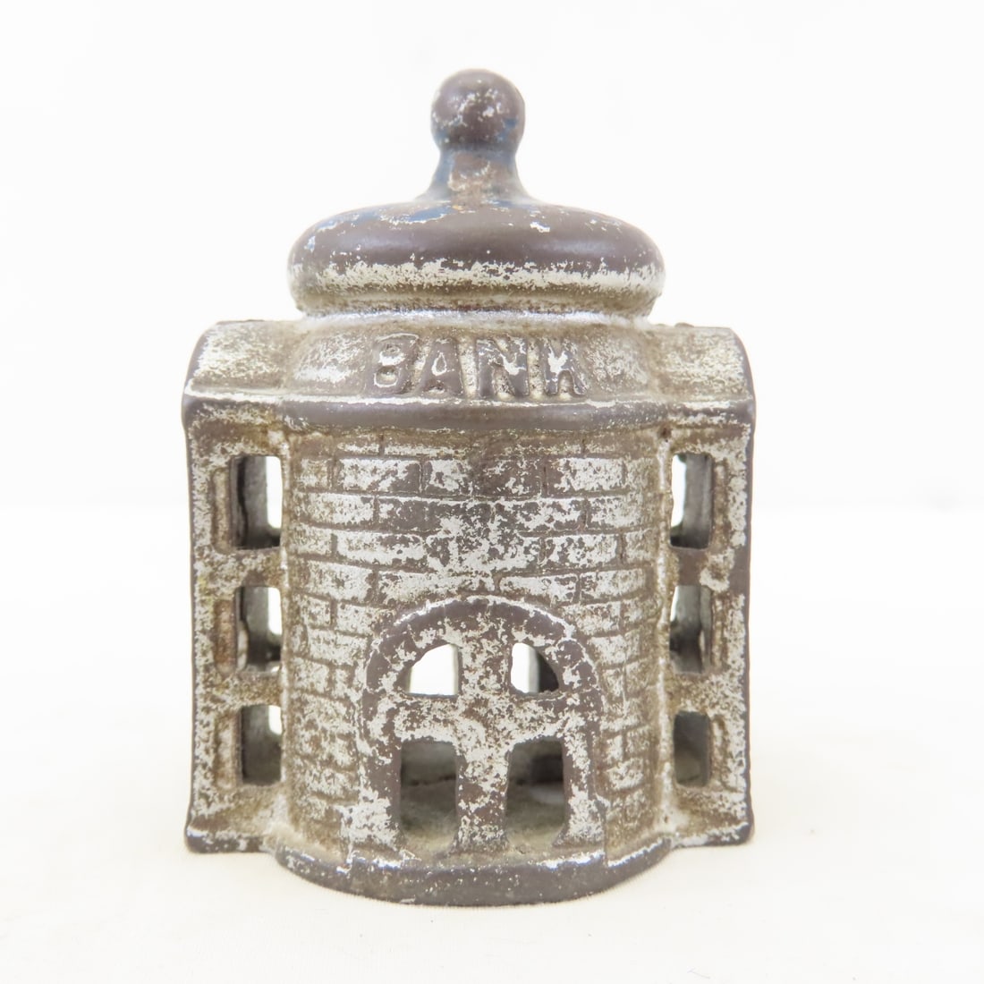 5 Antique Cast Iron House & Buildings Coin Banks - 2