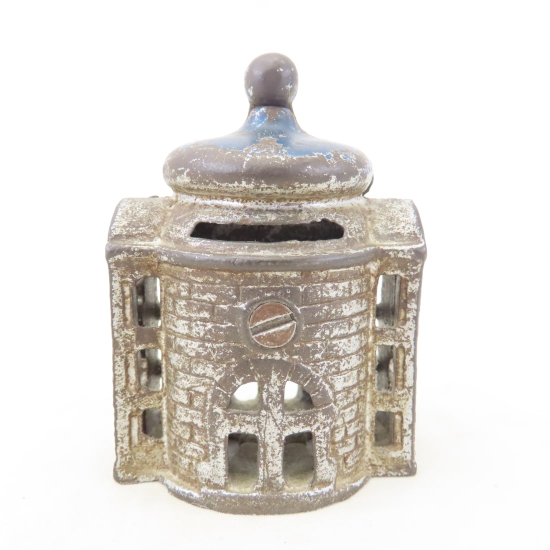 5 Antique Cast Iron House & Buildings Coin Banks - 4