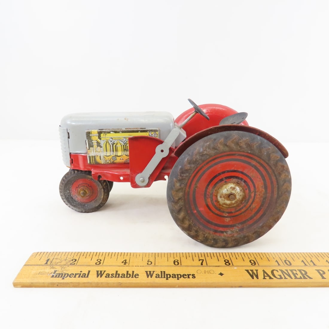 Vintage Pressed Steel/Tin Litho Toy Tractor - 2