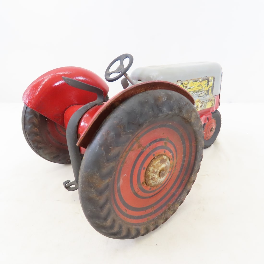 Vintage Pressed Steel/Tin Litho Toy Tractor - 5