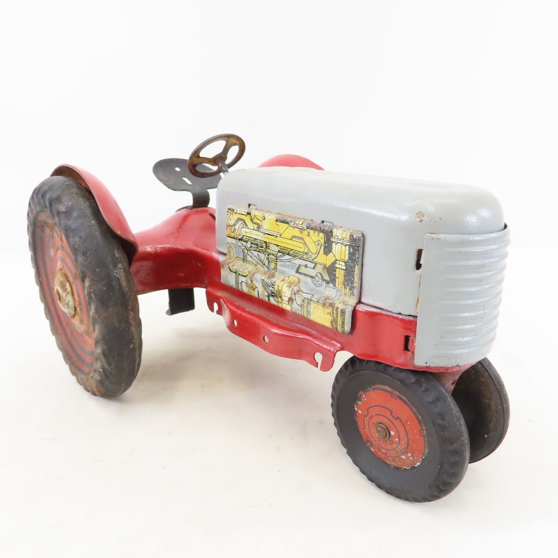 Vintage Pressed Steel/Tin Litho Toy Tractor - 7