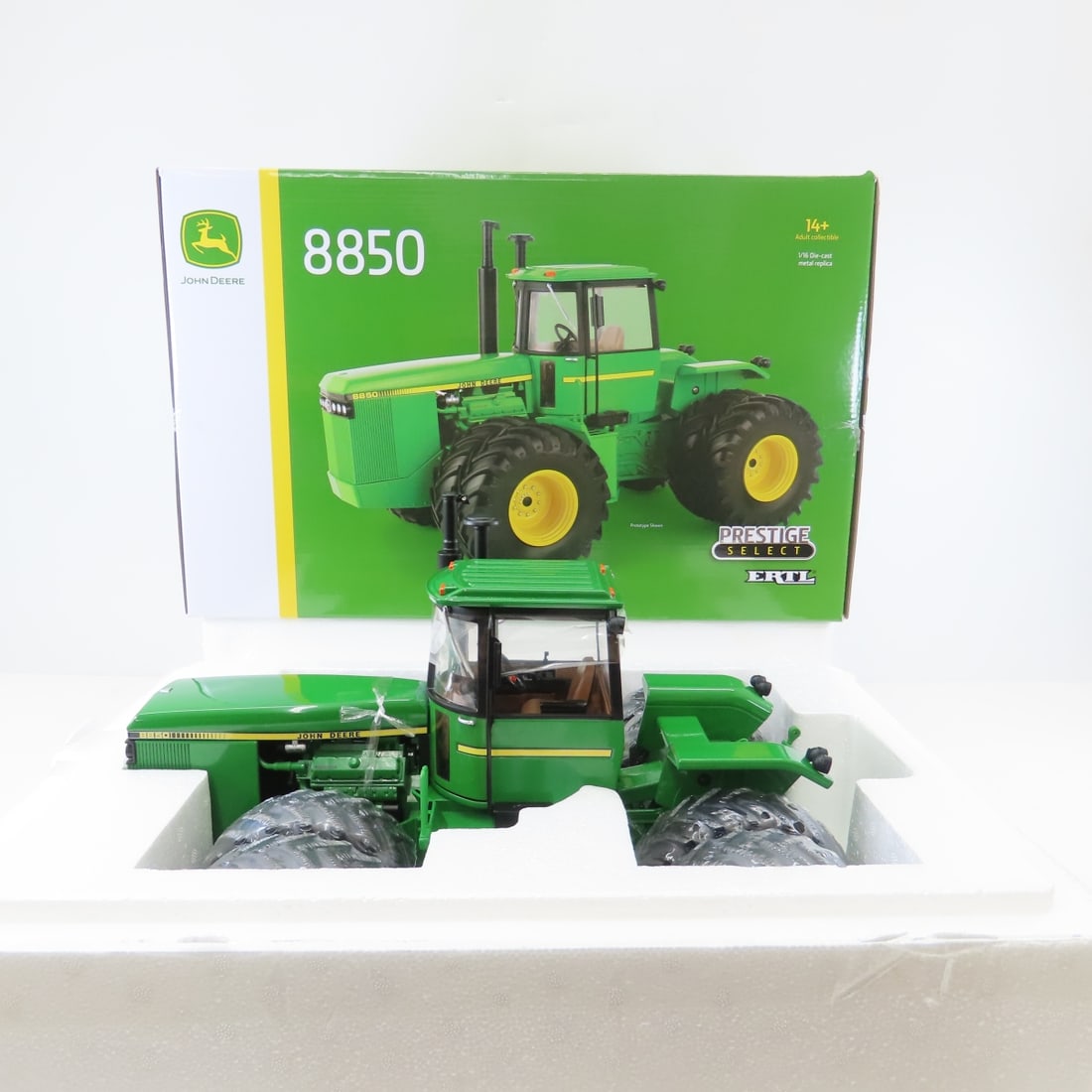 ERTL Prestige Select 1:16 John Deere 8850 Tractor: ERTL Prestige Select 1:16 John Deere 8850 Tractor - Diecast Metal. LOT SIZE: 19x14x12" 21 LBS All information and photos, which are part of the description, are intended to be as accurate as poss