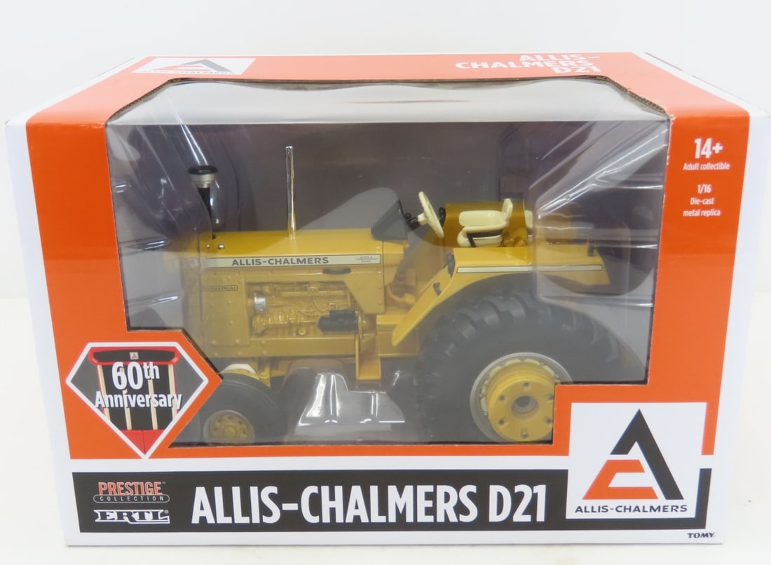 ERTL Prestige 1:16 Allis-Chalmers D21 Tractor 60th: ERTL Prestige 1:16 Allis-Chalmers D21 Tractor 60th - Diecast Metal. Prestige Collection in box. LOT SIZE: 13x9x9" 6 LBS All information and photos, which are part of the description, are intended to b