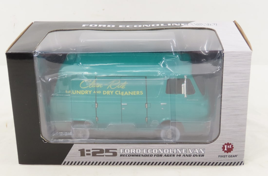 1st Gear 1:25 Ford Econoline Dry Cleaners Van: 1st Gear 1:25 Ford Econoline Dry Cleaners Van - Diecast Metal 49-0399 Clean-Rite Van. LOT SIZE: 9x5x5" 2 LBS All information and photos, which are part of the description, are intended to be as