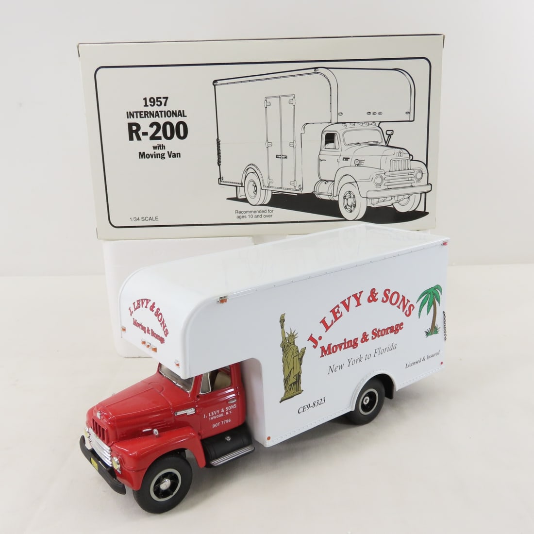 1st Gear 1:34 J. Levy & Son INTL R200 w/Moving Van: 1st Gear 1:34 J. Levy & Son INTL R200 w/Moving Van - Diecast Metal 18-1181. With original shipping box. LOT SIZE: 10x5x4" 3 LBS All information and photos, which are part of the description, are