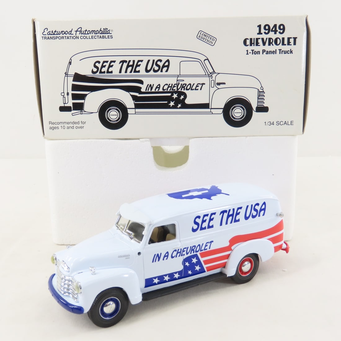 1st Gear 1:34 Eastwood USA Chevrolet Panel Truck: 1st Gear 1:34 Eastwood USA Chevrolet Panel Truck - 1949 Diecast Metal 19-1410 Eastwood Collectibles "See The USA" LE. LOT SIZE: 8x4x4" 1 LB All information and photos, which are part of the descriptio