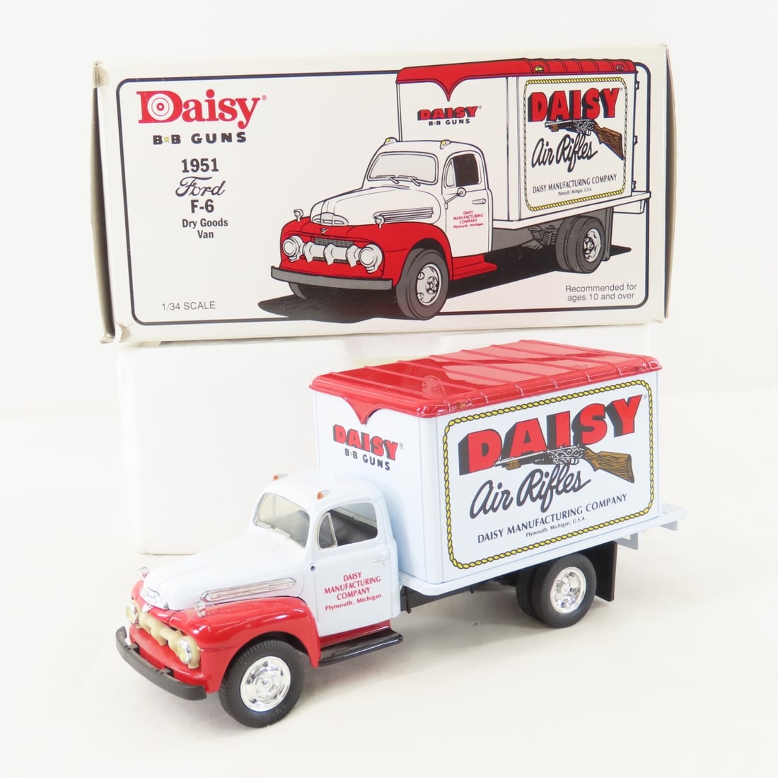 1st Gear 1:34 Daisy BB 1951 Ford F6 Dry Goods Van: 1st Gear 1:34 Daisy BB 1951 Ford F6 Dry Goods Van - Diecast Metal10-0124 Daisy Air. LOT SIZE: 9x5x4" 2 LBS All information and photos, which are part of the description, are intended to be as