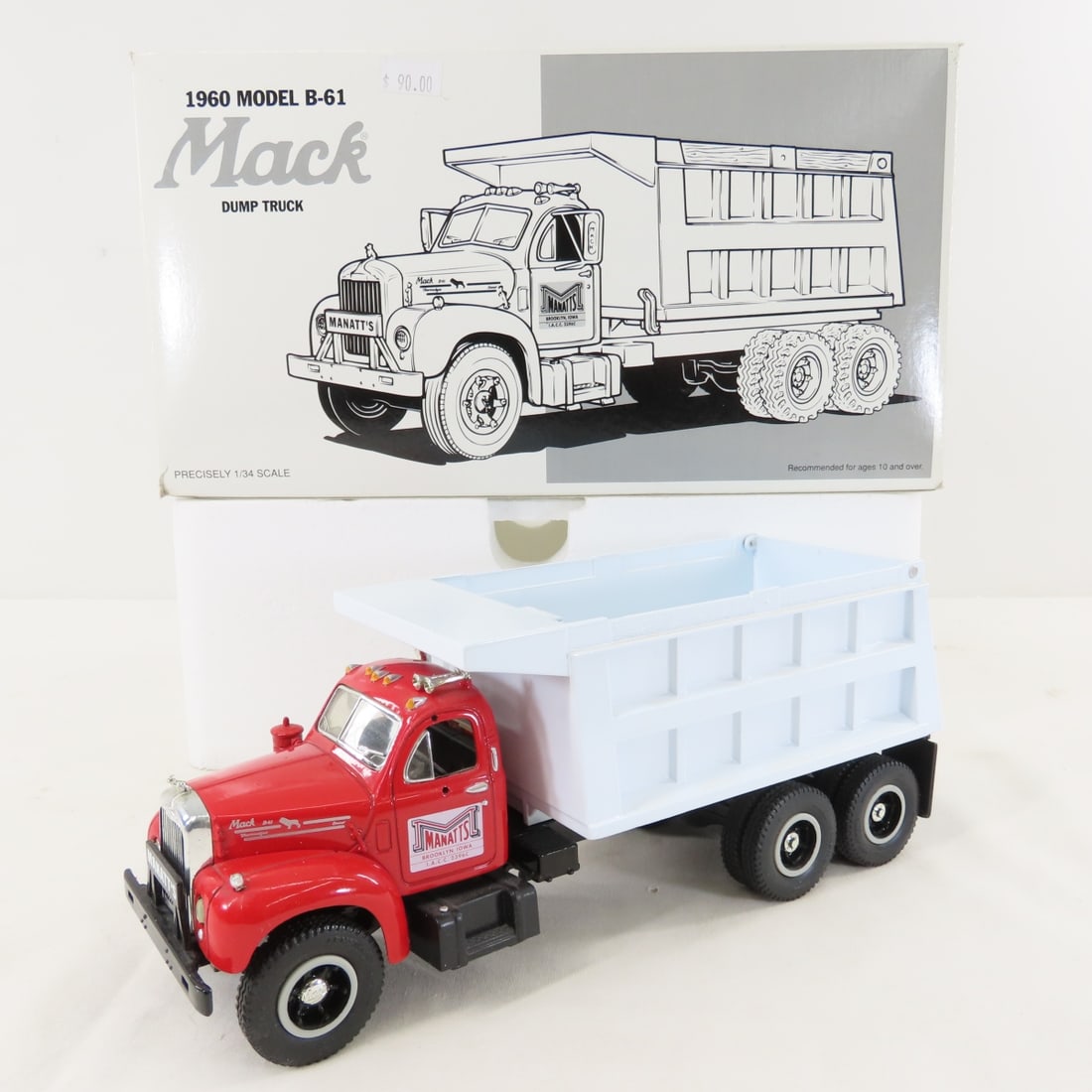1st Gear Manatt's 1960 Mack Model B61 Dump Truck: 1st Gear Manatt's 1960 Mack Model B61 Dump Truck - 1:34 Diecast Metal 19-1820. LOT SIZE: 11x6x4" 2 LBS All information and photos, which are part of the description, are intended to be as
