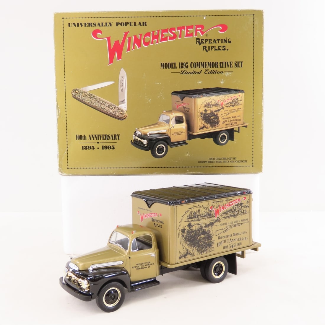 1st Gear 1:34 Winchester 100th 1885-1895 Box Truck: 1st Gear 1:34 Winchester 100th 1885-1895 Box Truck - Diecast Metal (No Knife Included) 10-1648. LOT SIZE: 10x8x4" 2 LBS All information and photos, which are part of the description, are intended to
