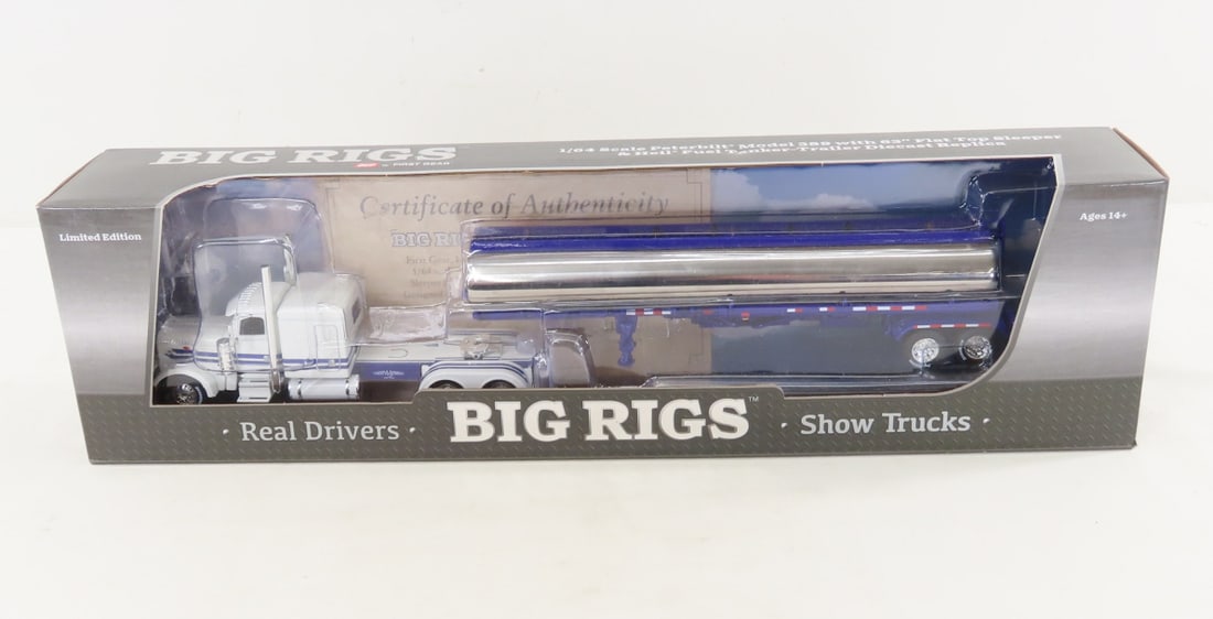 1st Gear 1:64 Preferred Peterbilt 389 Fuel Tanker: 1st Gear 1:64 Preferred Peterbilt 389 Fuel Tanker - Diecast Metal DCP Big Rigs 69-1297 Preferred Materials Flat Top Sleeper & Heil Fuel Tanker. LOT SIZE: 16x4x3" 1 LB All information and photos,