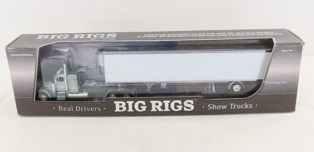 1st Gear 1:64 Preferred Peterbilt 379 Refrigerated: 1st Gear 1:64 Preferred Peterbilt 379 Refrigerated - Diecast Metal DCP Big Rigs 69-1137 Preferred Materials Flat Top Sleeper & Utility Refrigerated Trailer. LOT SIZE: 16x4x3" 1 LB All information and 