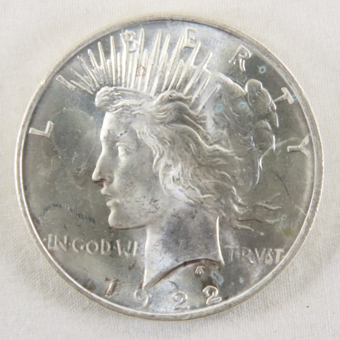 2 AU/BU 1922 Peace Silver Dollars - 2