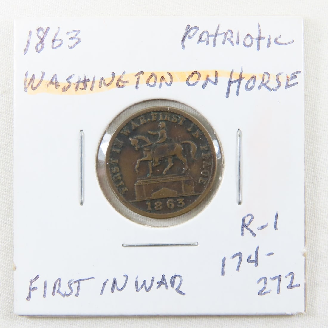 1863 Civil War Patriotic Token Washington On Horse (1 of 4)