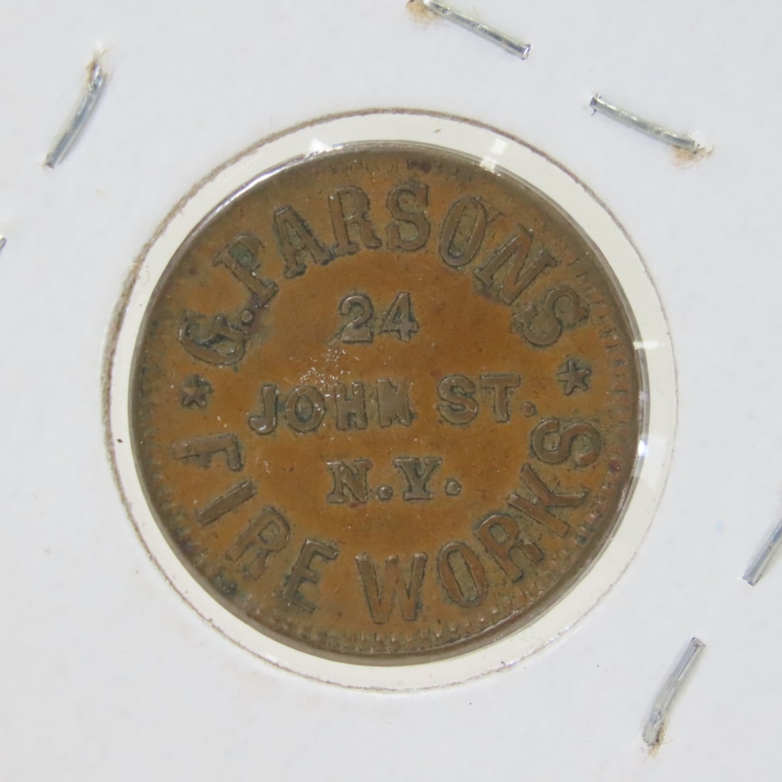 1863 Civil War Store Token G. Parsons Fireworks - 4