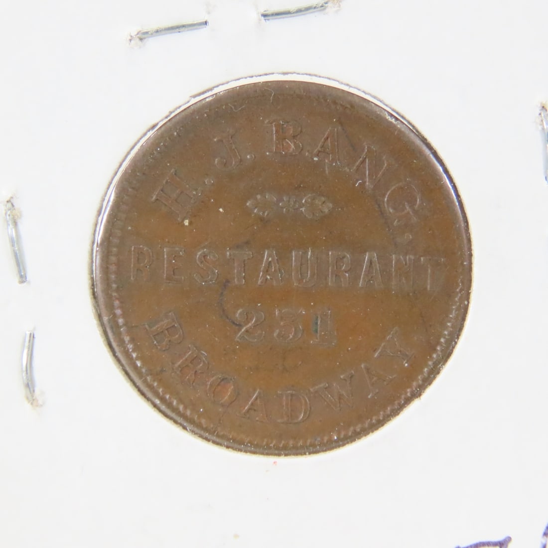 Civil War Store Token H.J. Bang Restaurant NY - 4
